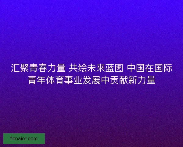 汇聚青春力量 共绘未来蓝图 中国在国际青年体育事业发展中贡献新力量